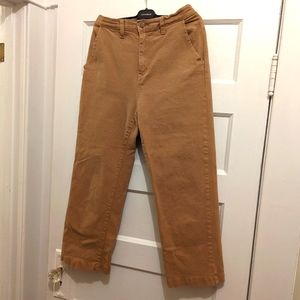 Oak and Fort Light Brown Corduroy Straight Cropped Pants